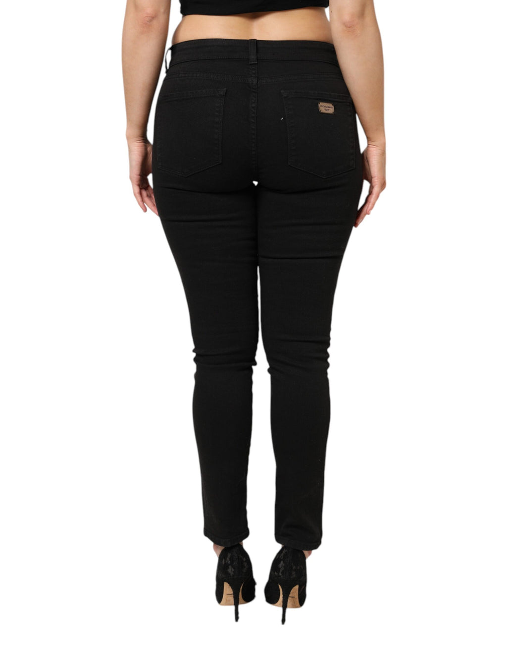 Dolce & Gabbana Black Mid-Rise Cotton Denim Jeans