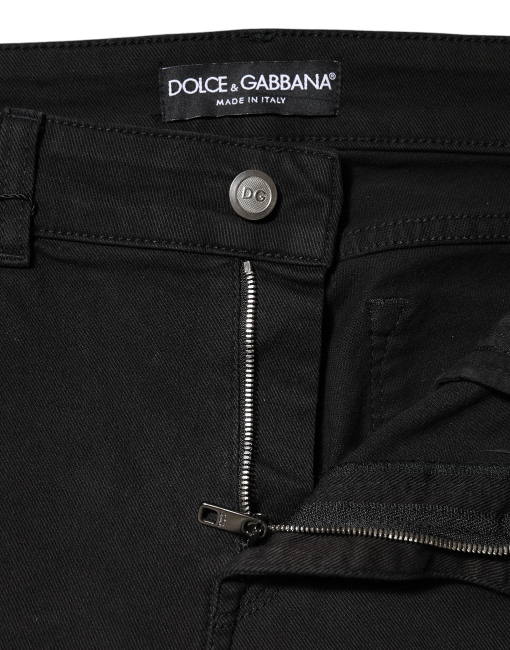 Dolce & Gabbana Black Mid-Rise Cotton Denim Jeans