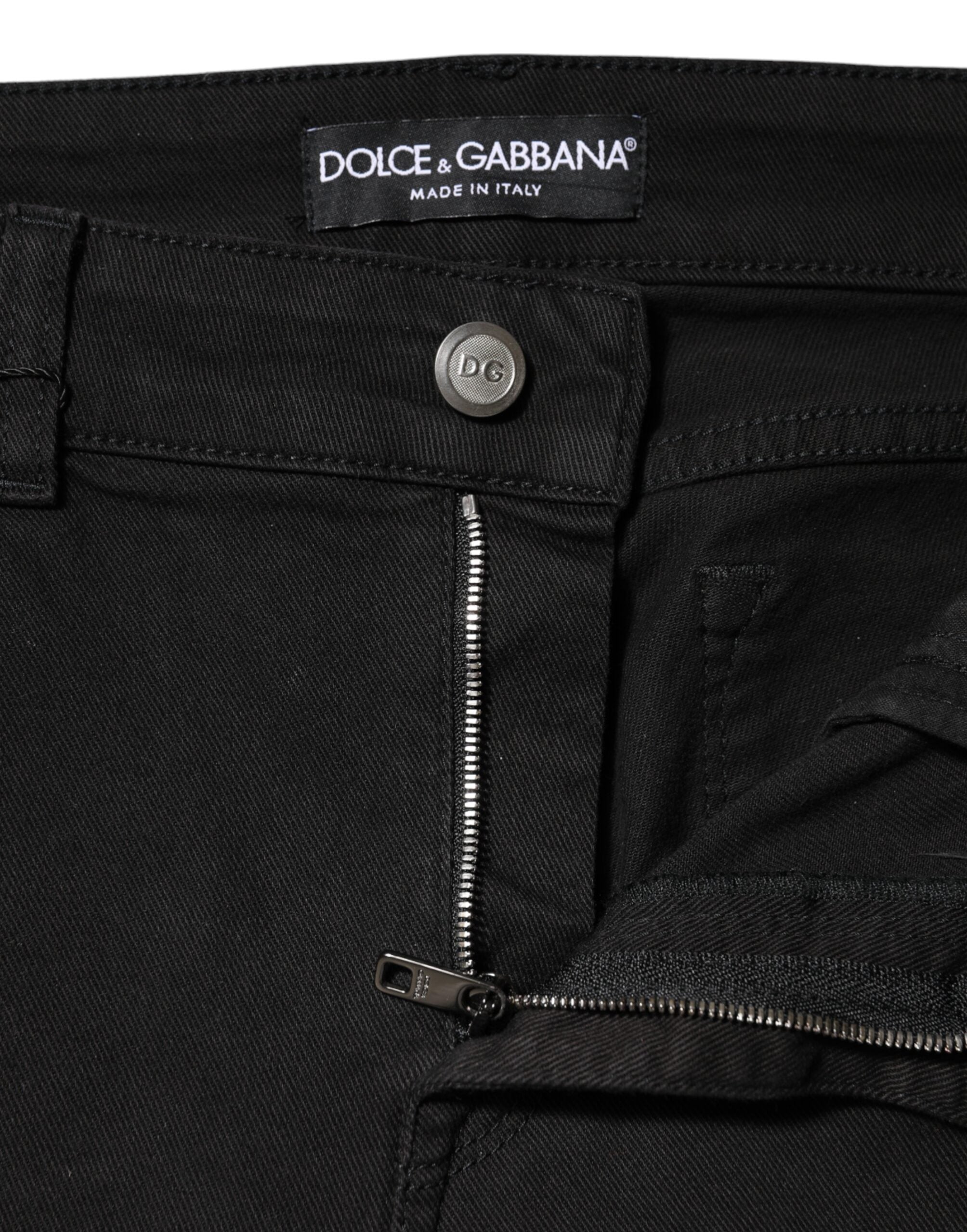Dolce & Gabbana Black Mid-Rise Cotton Denim Jeans