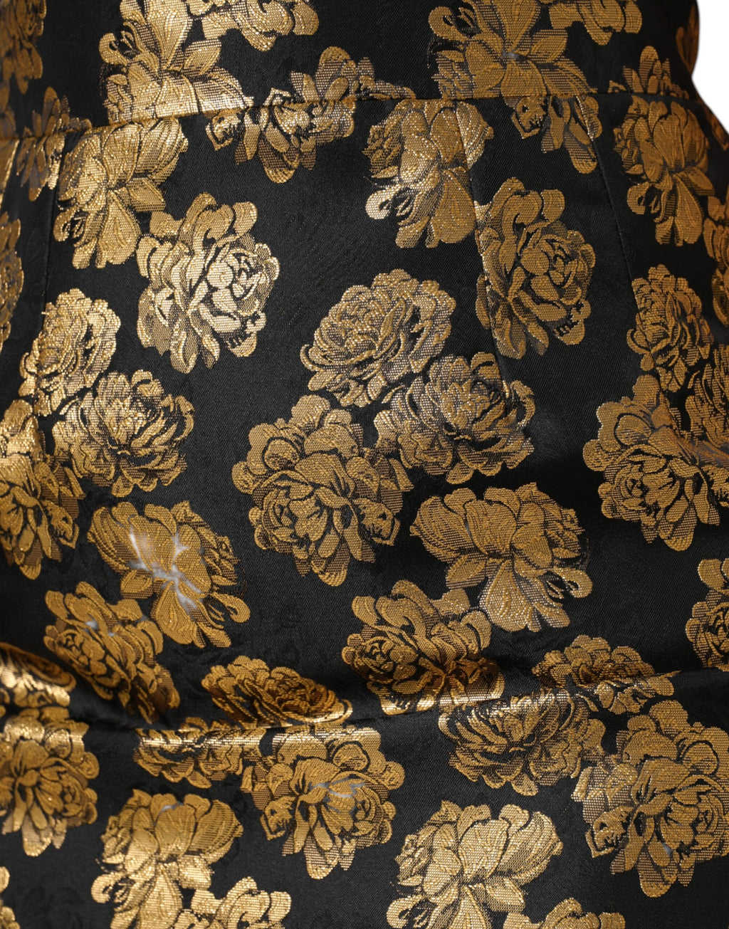 Dolce & Gabbana Black and Gold Floral Jacquard Miniskirt