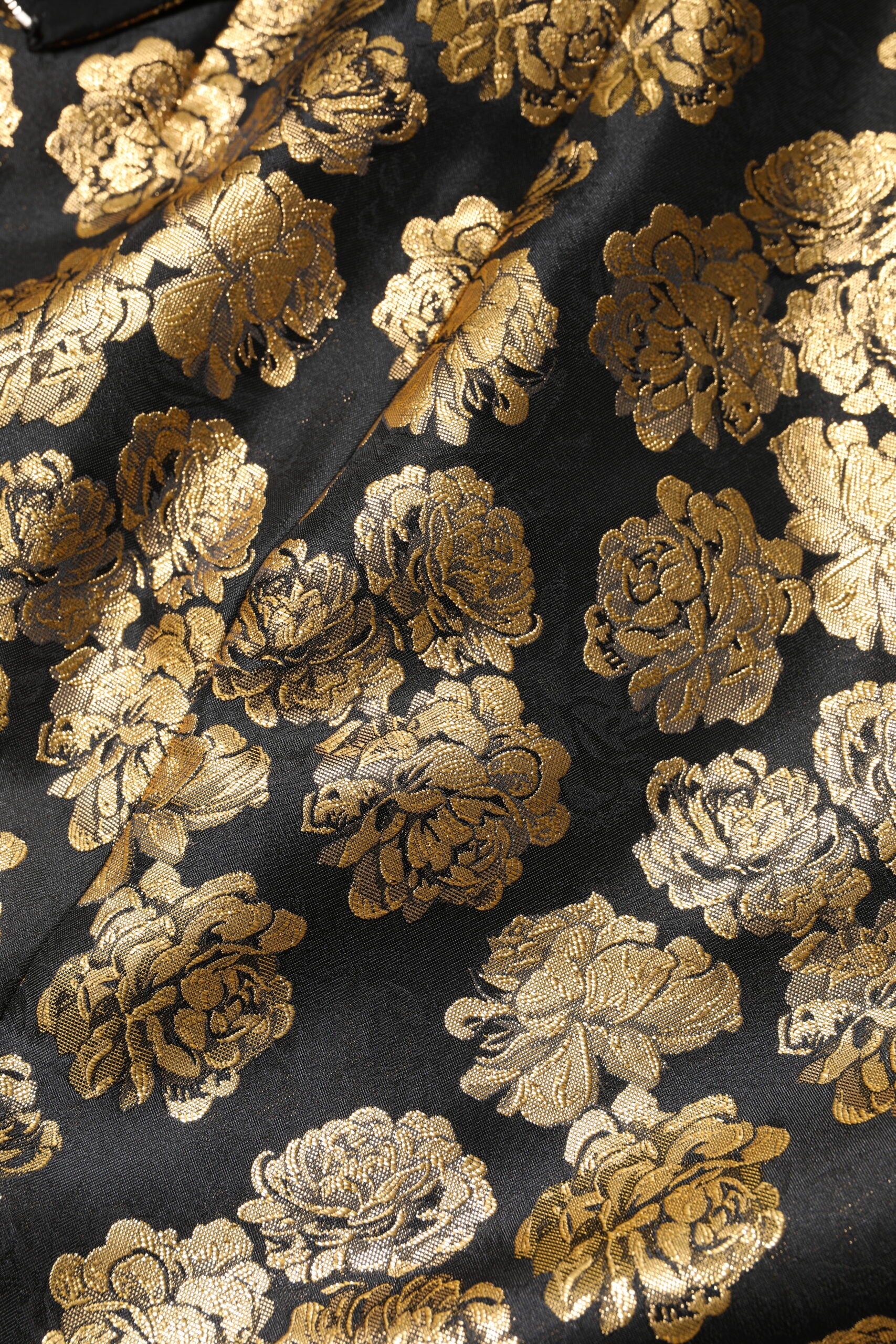 Dolce & Gabbana Black and Gold Floral Jacquard Miniskirt