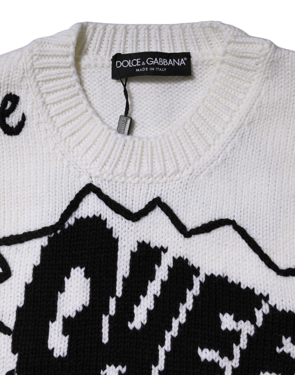 Dolce & Gabbana White Crew-Neck Wool Sweater