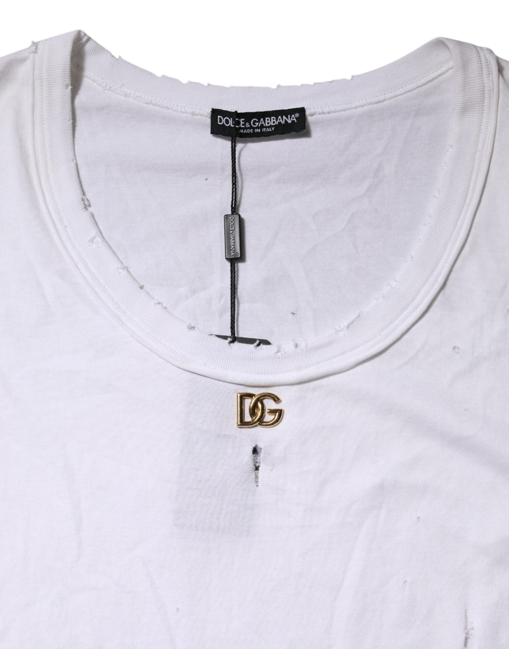 Dolce & Gabbana White Sleeveless Cotton Round Neck Tank Top
