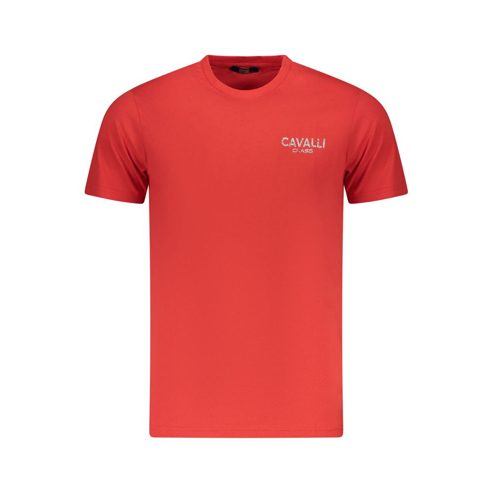 Cavalli Class Rotes Baumwoll-T-Shirt für Herren