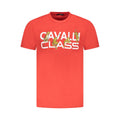 Cavalli Class Rotes Baumwoll-T-Shirt für Herren