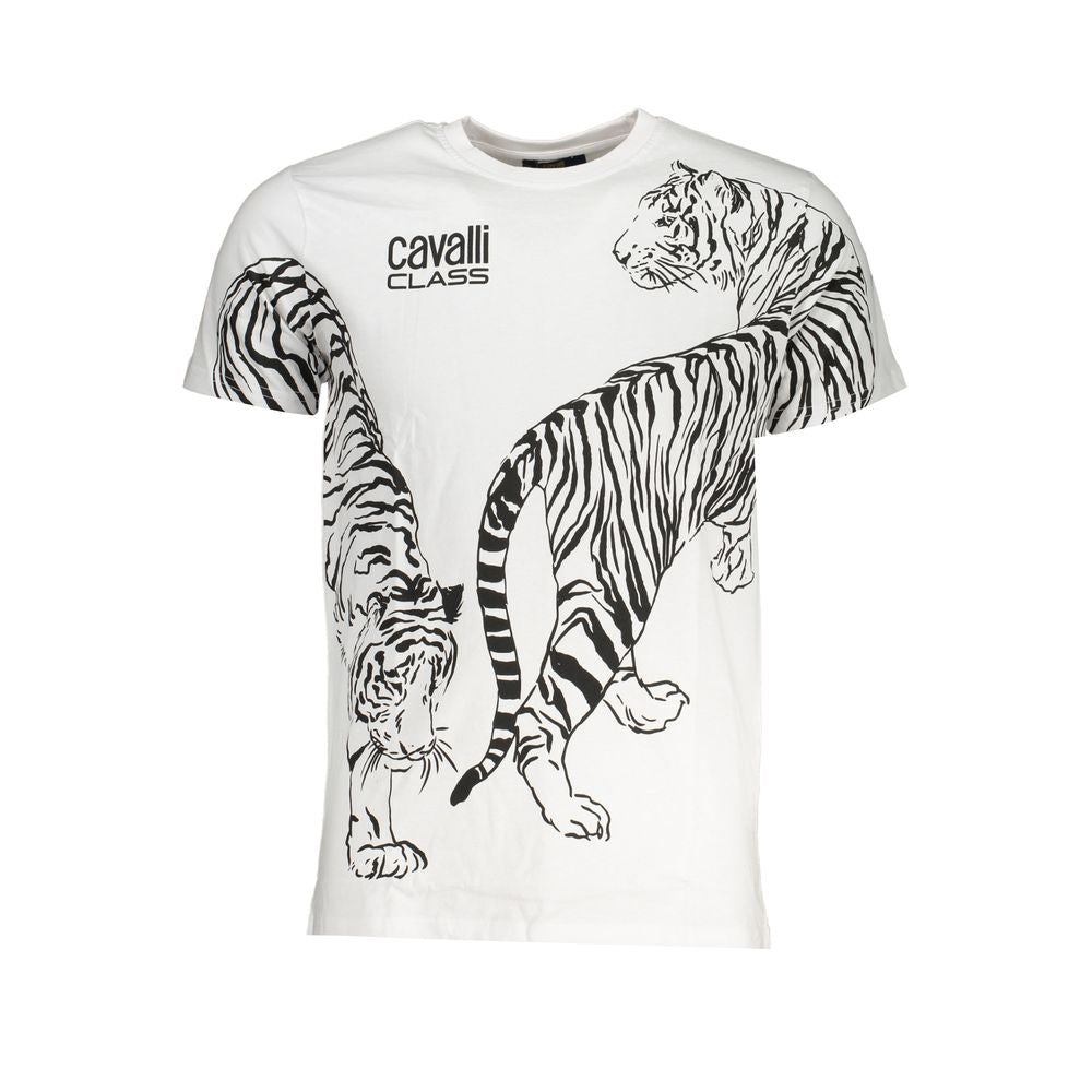 Cavalli Class Bianco Baumwoll-T-Shirt für Herren