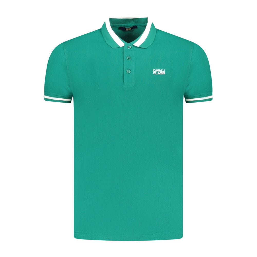Cavalli Class Grünes Polohemd aus Baumwolle