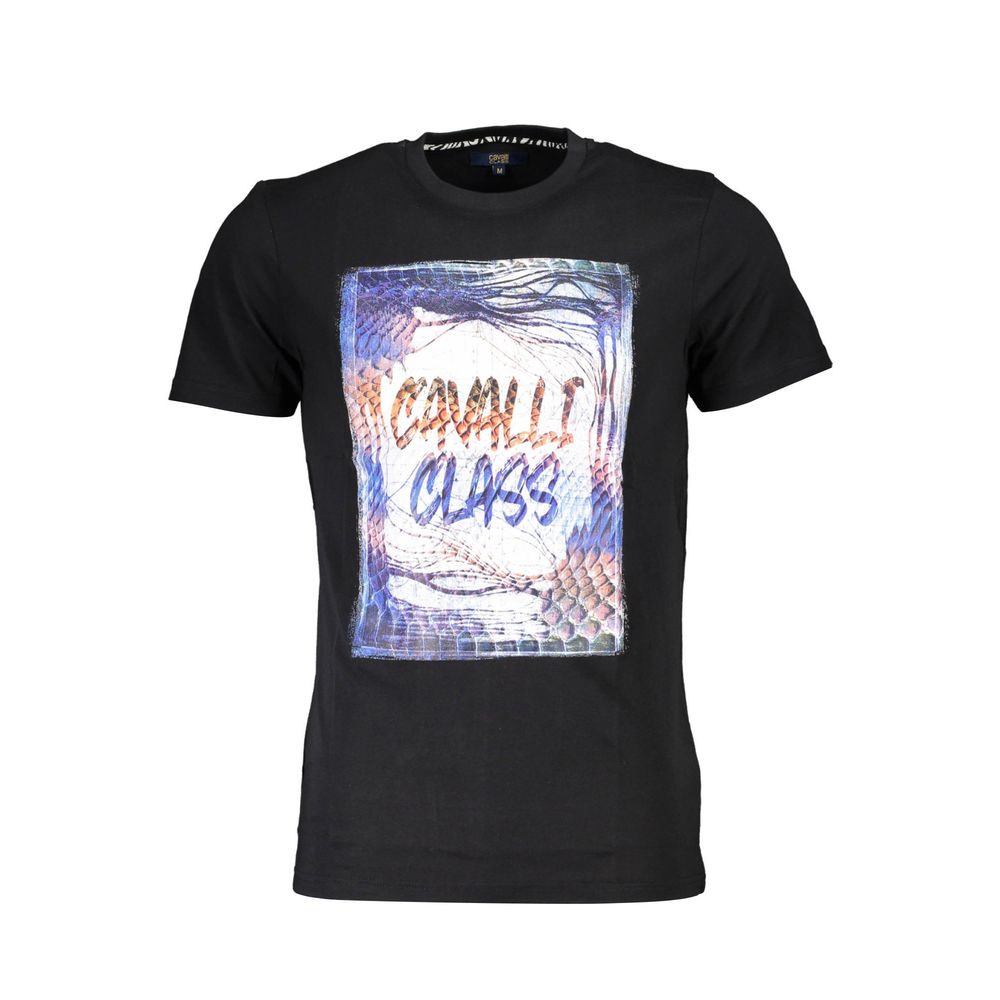 Cavalli Class Schwarzes Baumwoll-T-Shirt für Herren
