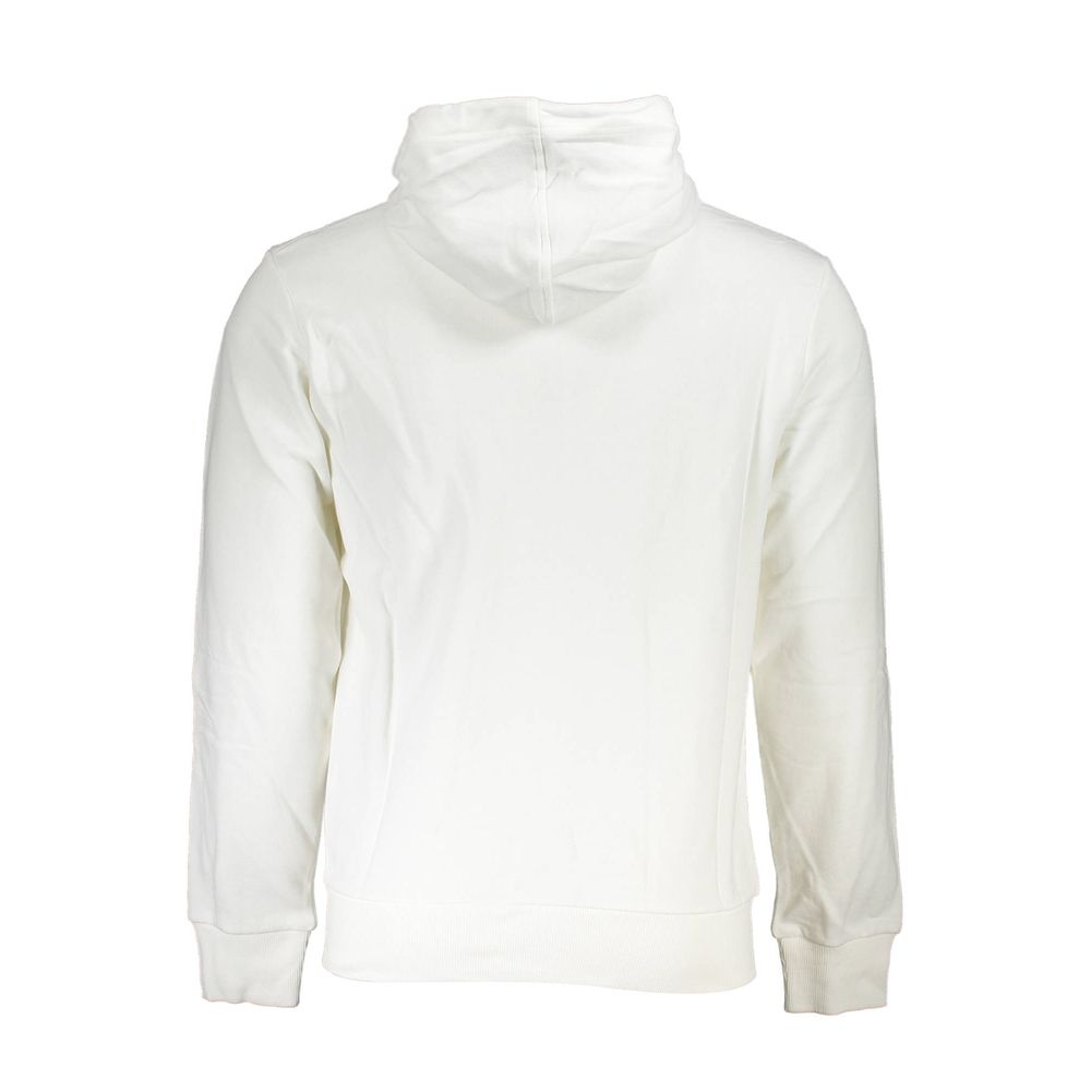 La Martina Men's White Cotton Hoodie with Zipper Pockets
