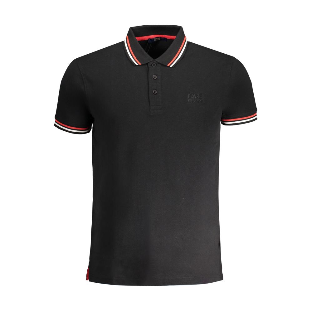 Cavalli Class Schwarzes Herren-Poloshirt aus Baumwolle