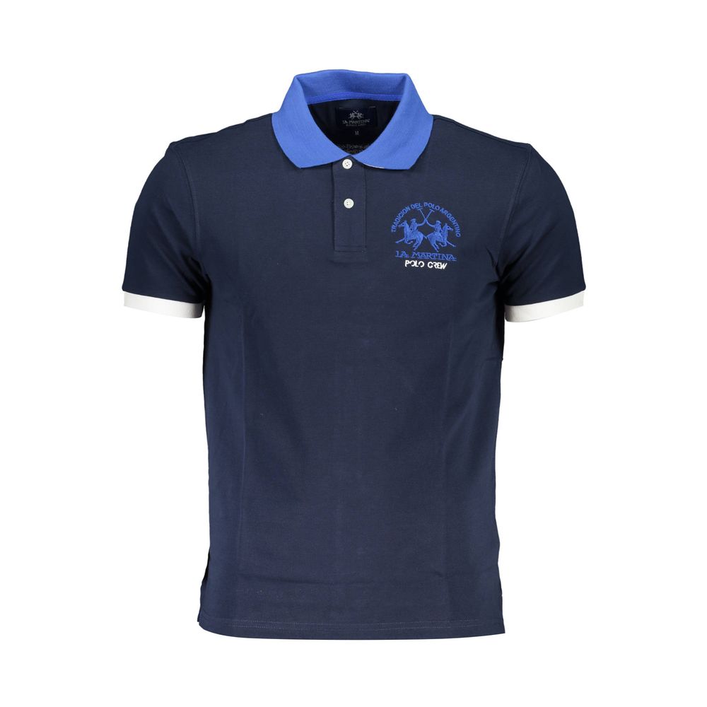 La Martina Blaues Baumwoll-Poloshirt für Herren