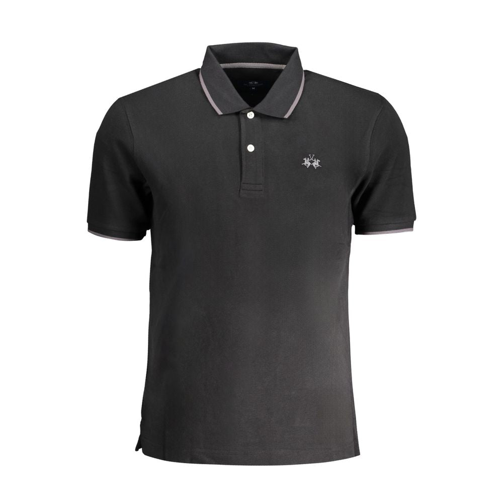La Martina Schwarzes Herren-Poloshirt aus Baumwolle