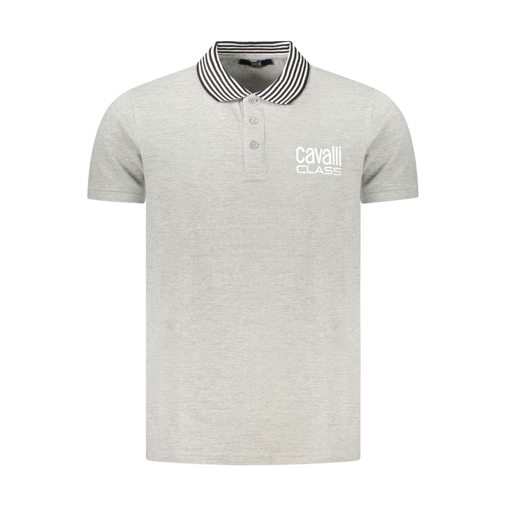 Cavalli Class Grigio Baumwoll-Herrenpoloshirt