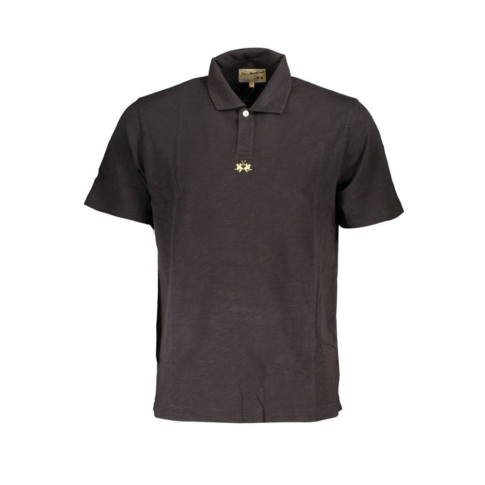 La Martina Schwarzes Herren-Poloshirt aus Baumwolle