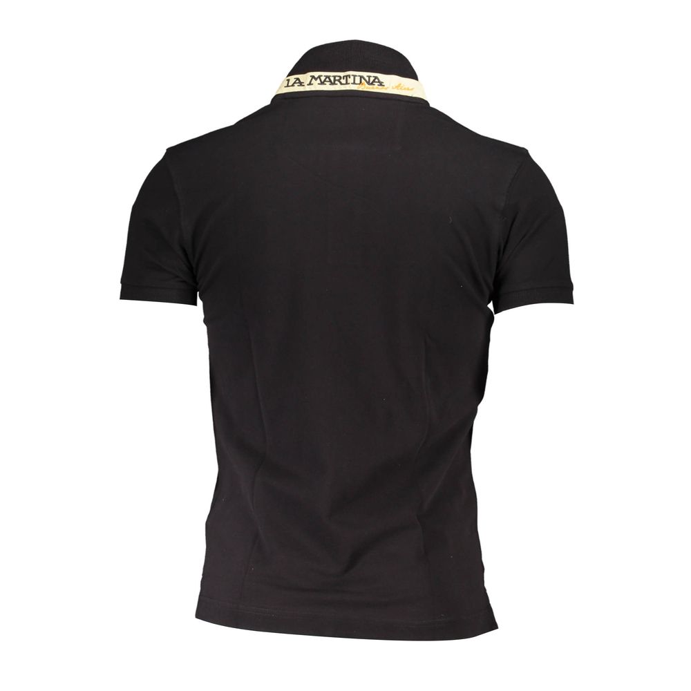 La Martina Schwarzes Herren-Poloshirt aus Baumwolle