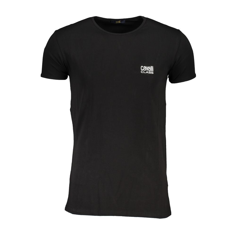 Cavalli Class Schwarzes Baumwoll-T-Shirt für Herren