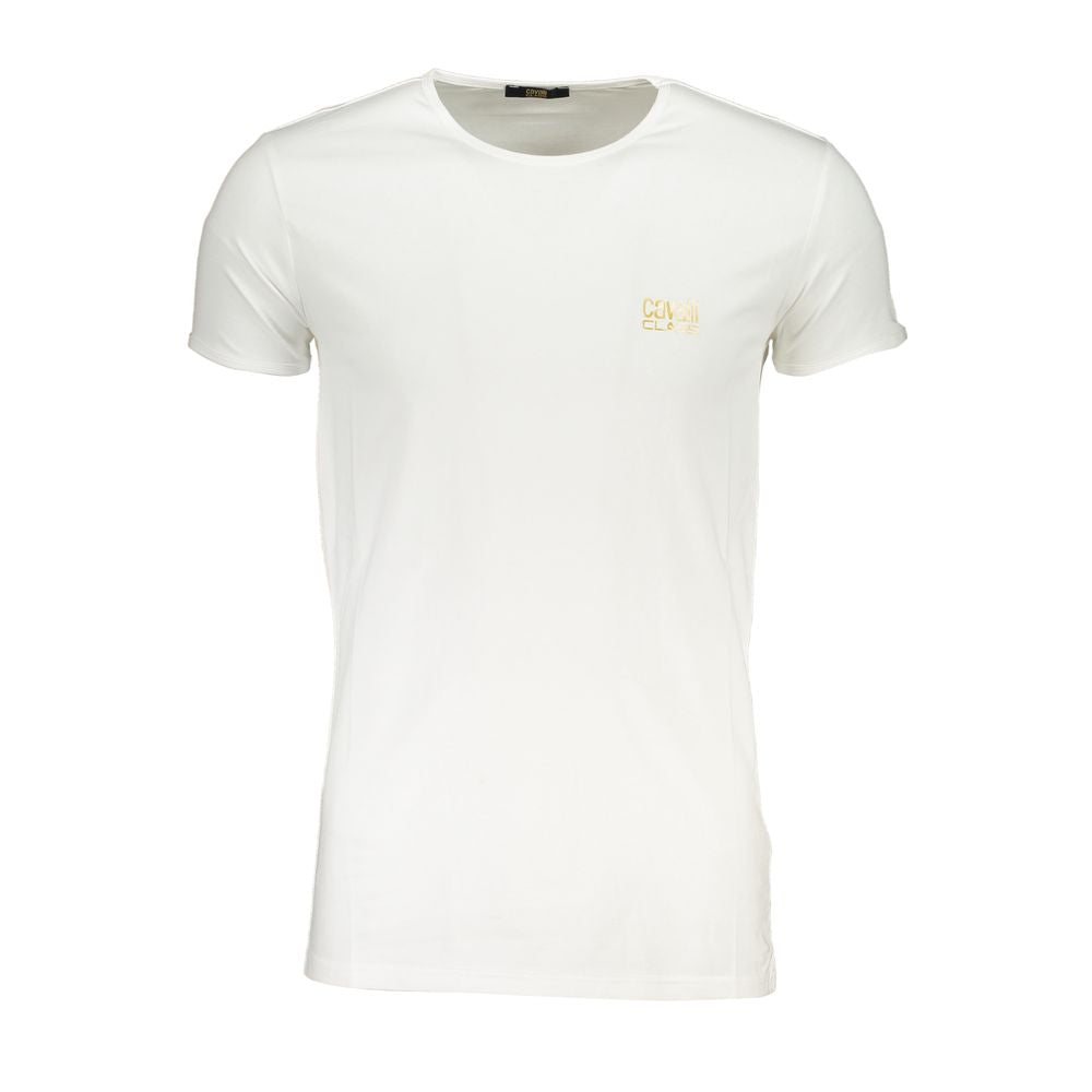 Cavalli Class Weißes Herren-T-Shirt aus Baumwolle