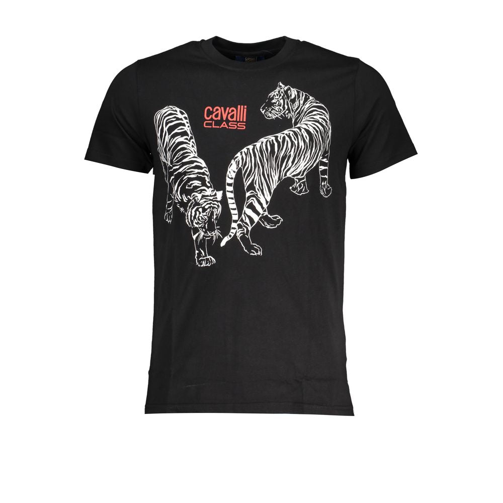 Cavalli Class Schwarzes Baumwoll-T-Shirt für Herren