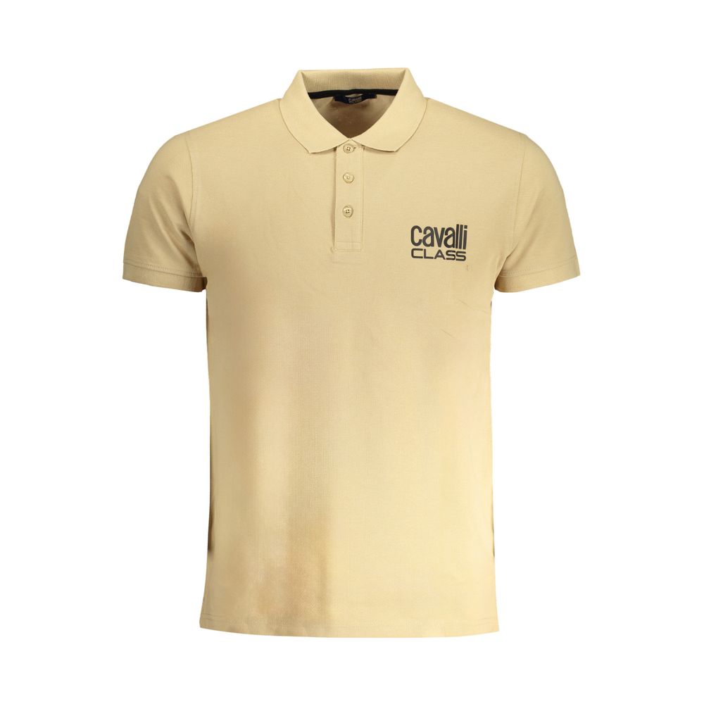 Cavalli Class Beigefarbenes Baumwoll-Poloshirt