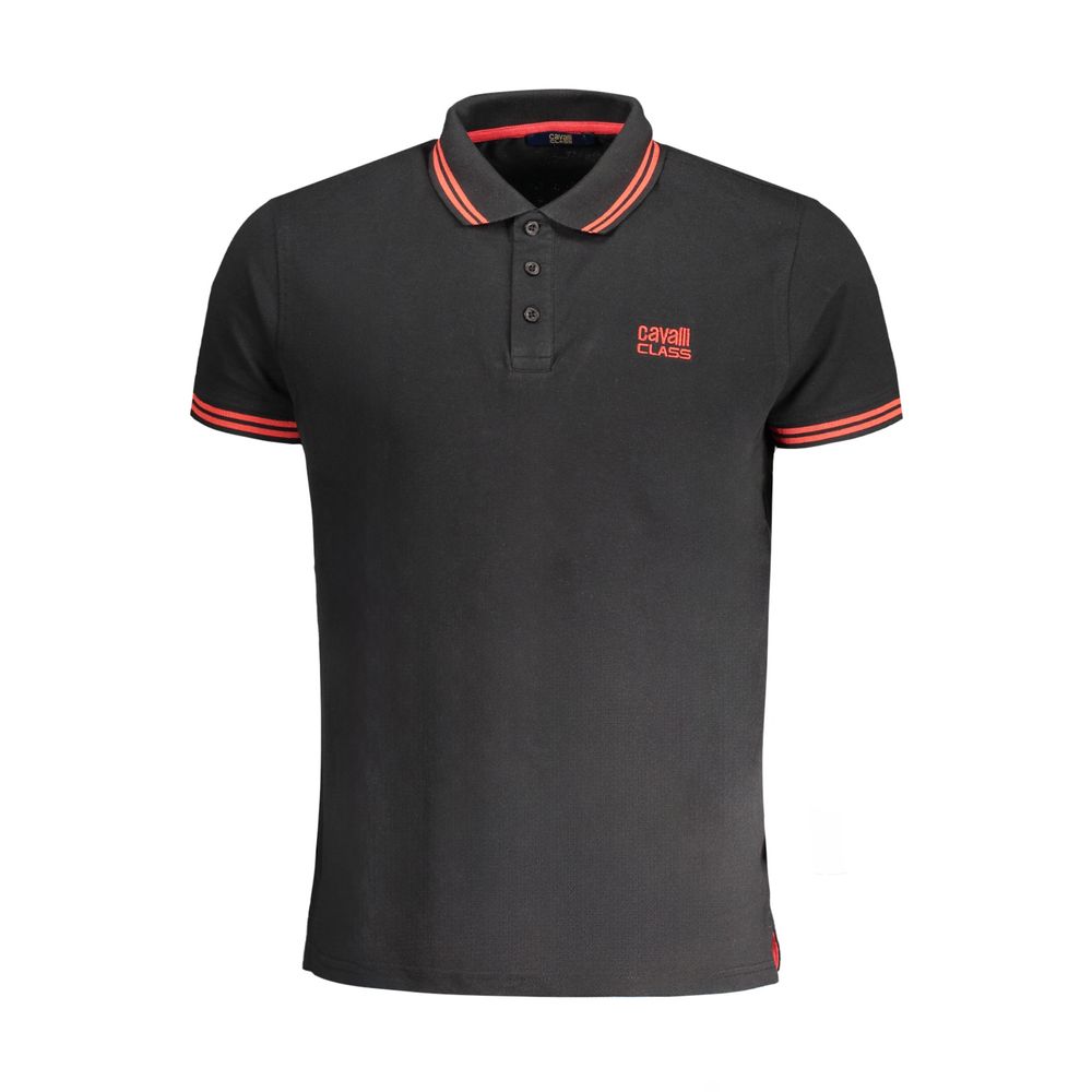 Cavalli Class Schwarzes Herren-Poloshirt aus Baumwolle