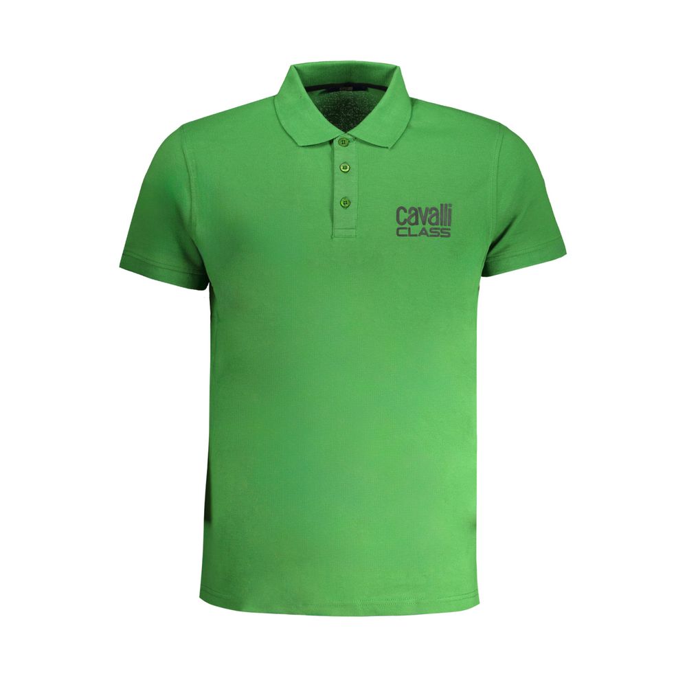 Cavalli Class Herren-Poloshirt Verde aus Baumwolle