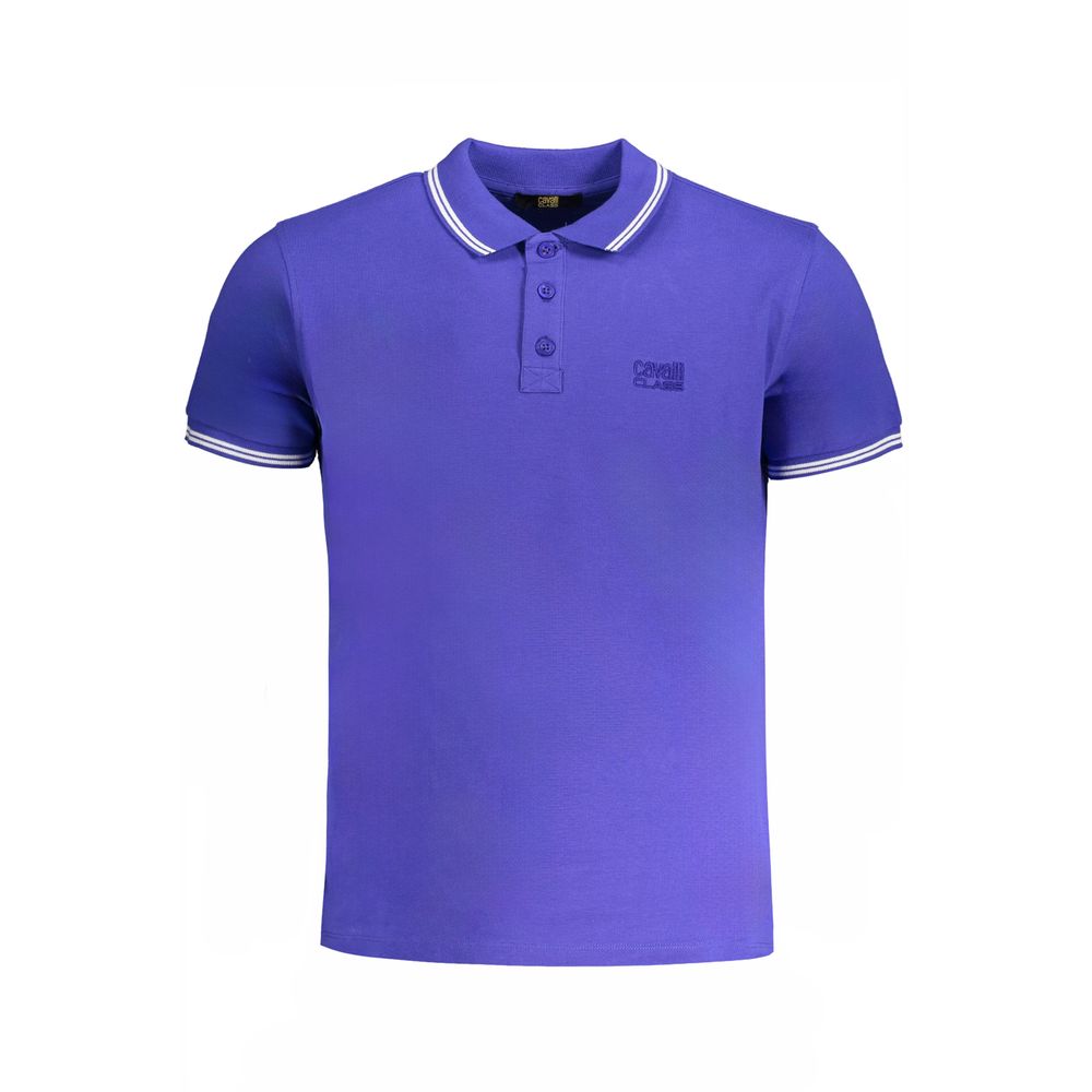 Cavalli Class Blaues Baumwoll-Poloshirt für Herren