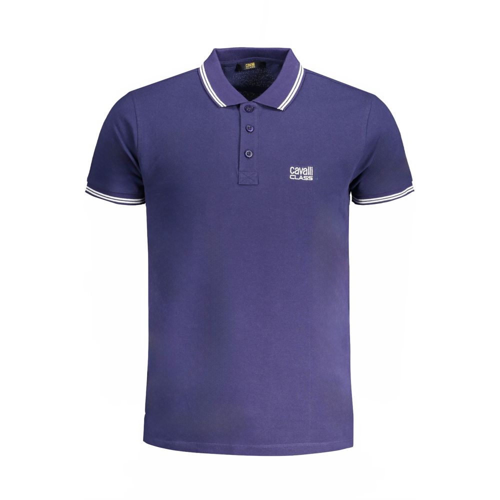 Cavalli Class Blaues Baumwoll-Poloshirt für Herren