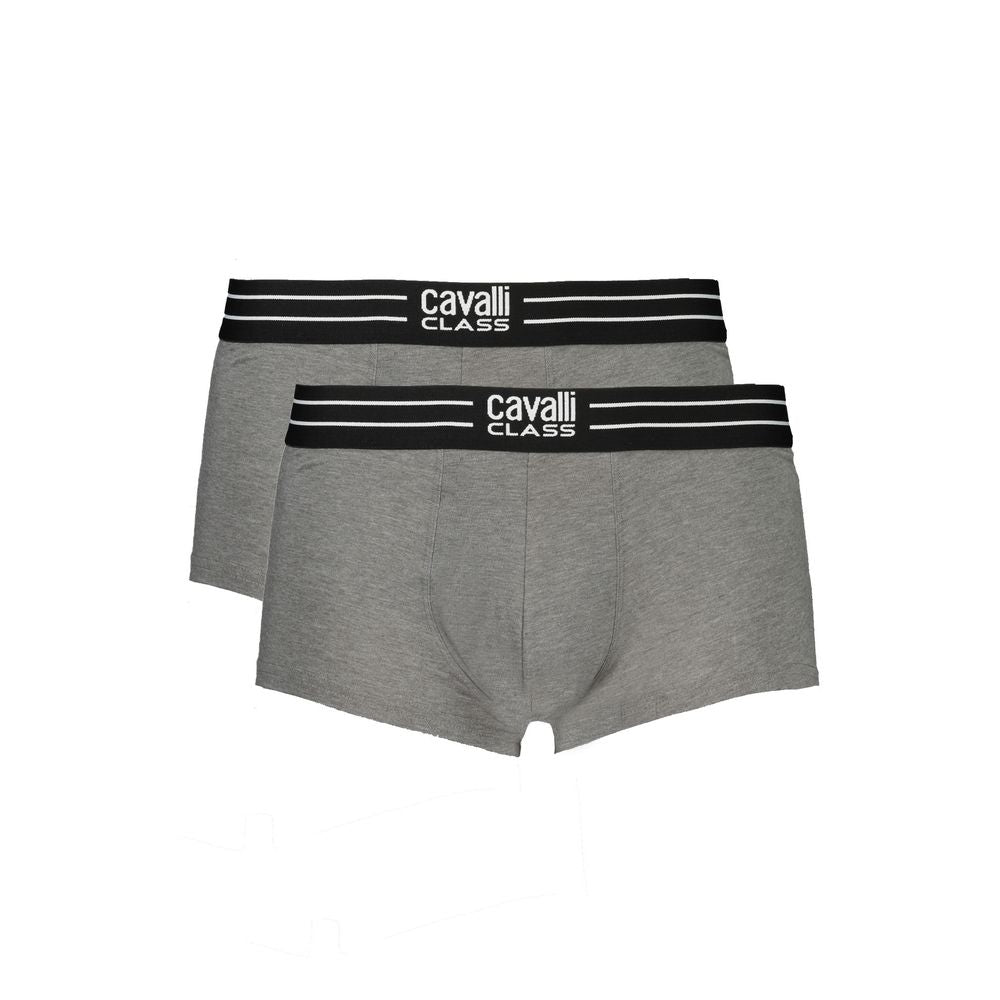 Cavalli Class Grigio Herren-Boxershorts aus Baumwolle