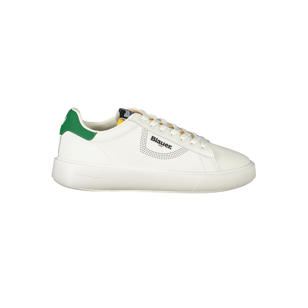 Blauer Weißer Herren-Sneaker aus Polyurethan
