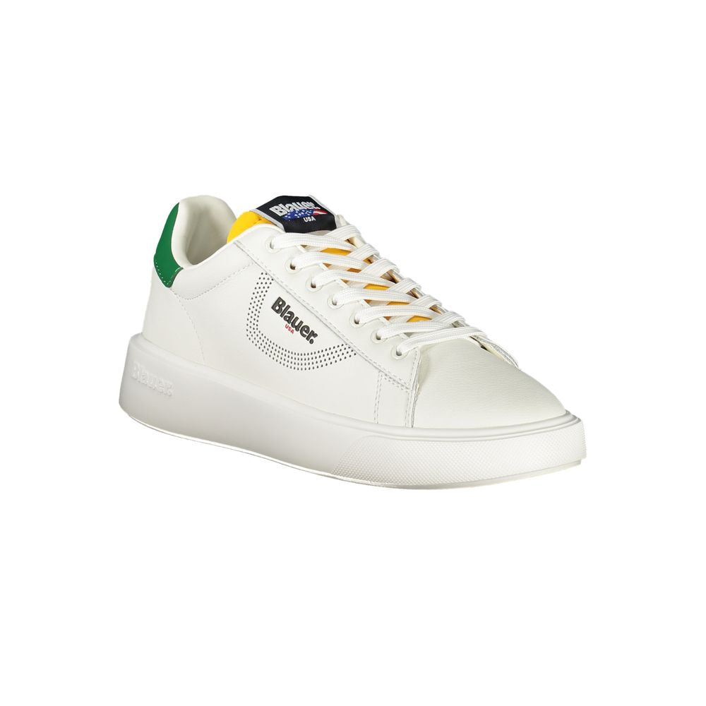 Blauer Weißer Herren-Sneaker aus Polyurethan