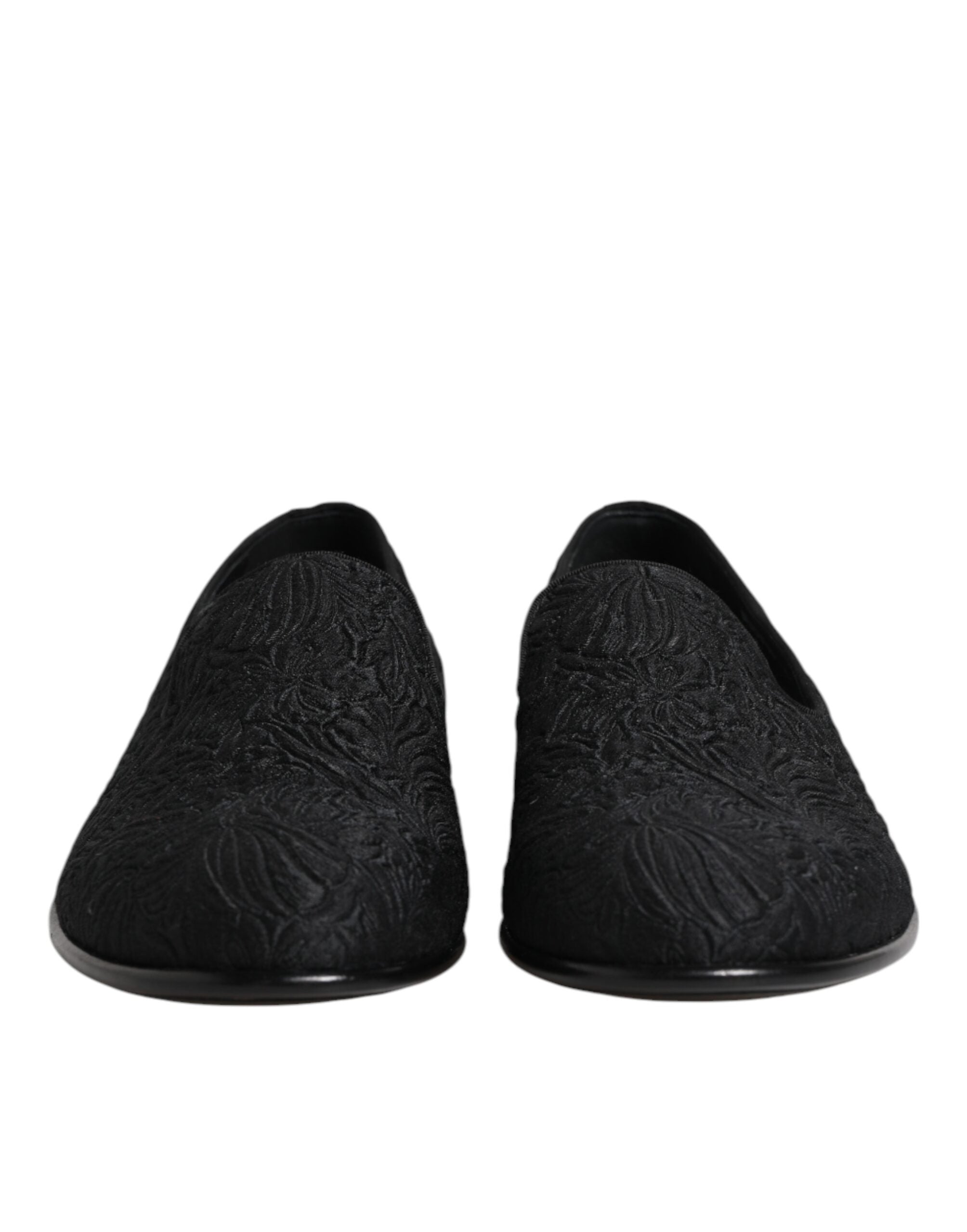 Dolce & Gabbana Schwarze Jacquard Slipper Formelle Schuhe