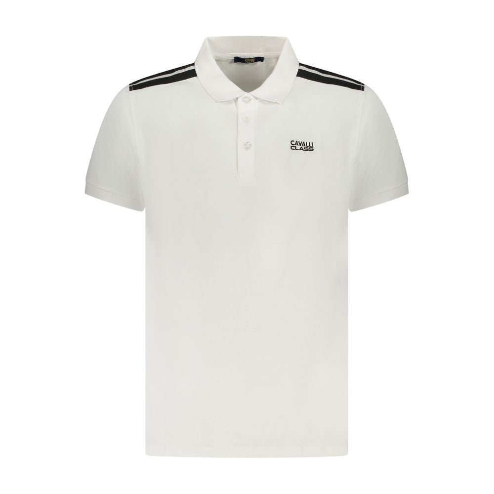 Cavalli Class Weißes Baumwoll-Poloshirt
