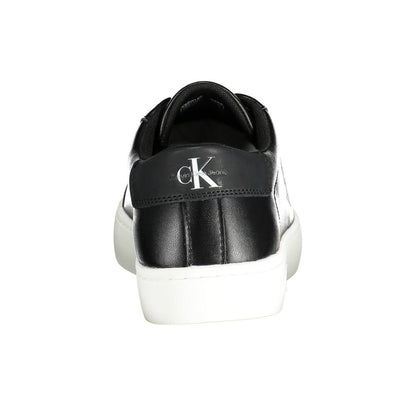 Blauer Schwarzes Leder Herren Sneaker