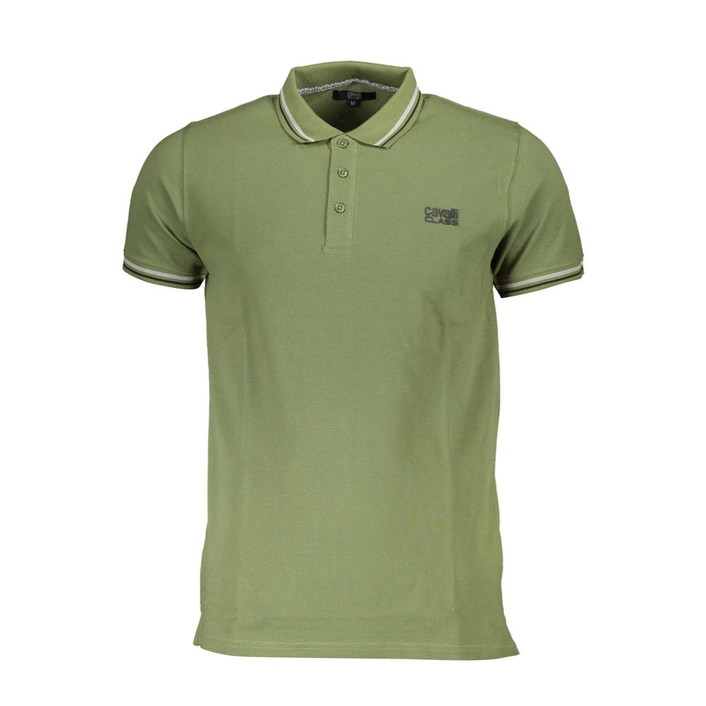 Cavalli Class Grünes Herren-Poloshirt aus Baumwolle