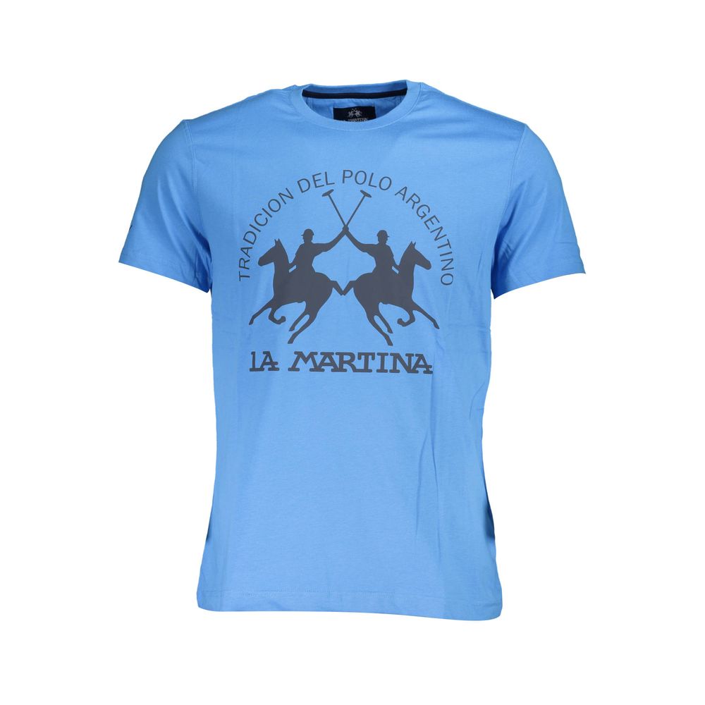 La Martina Blu Baumwoll-T-Shirt für Herren