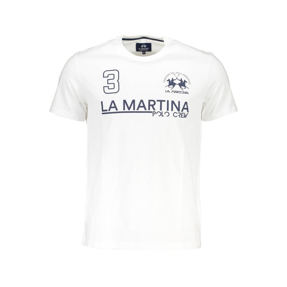La Martina Weißes Herren-T-Shirt aus Baumwolle
