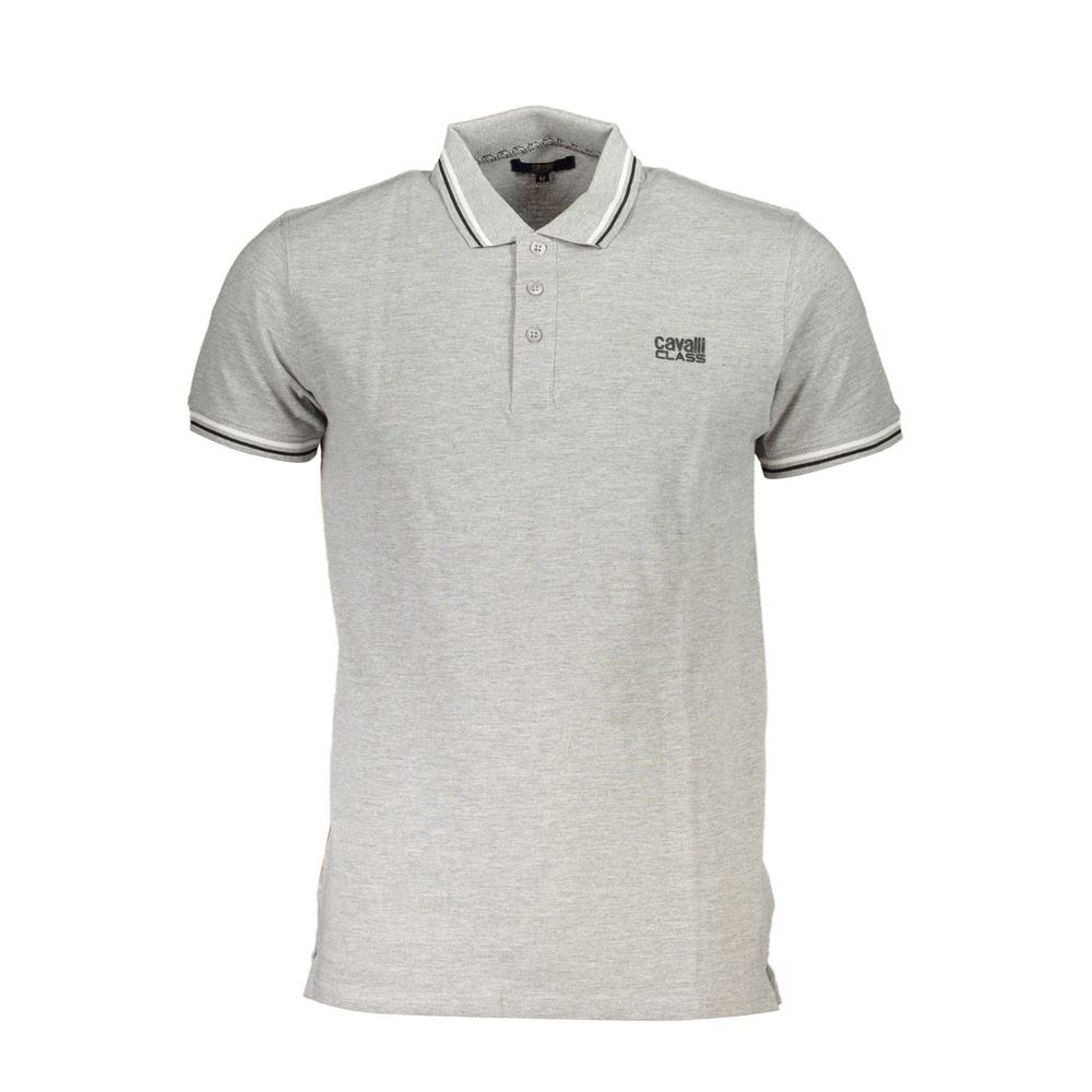 Cavalli Class Grigio Baumwoll-Herrenpoloshirt