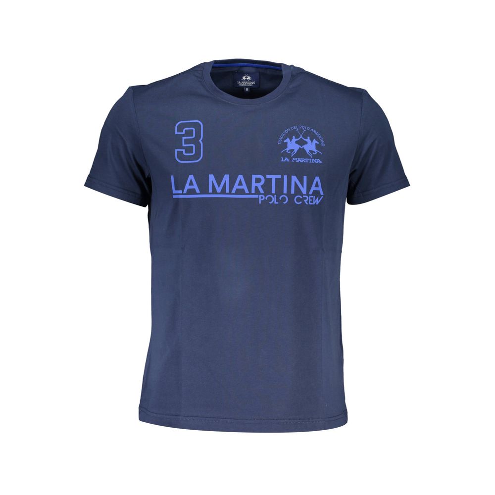 La Martina Blu Baumwoll-T-Shirt für Herren