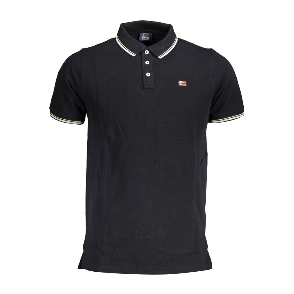 Norway 1963 Schwarzes Herren-Poloshirt aus Baumwolle