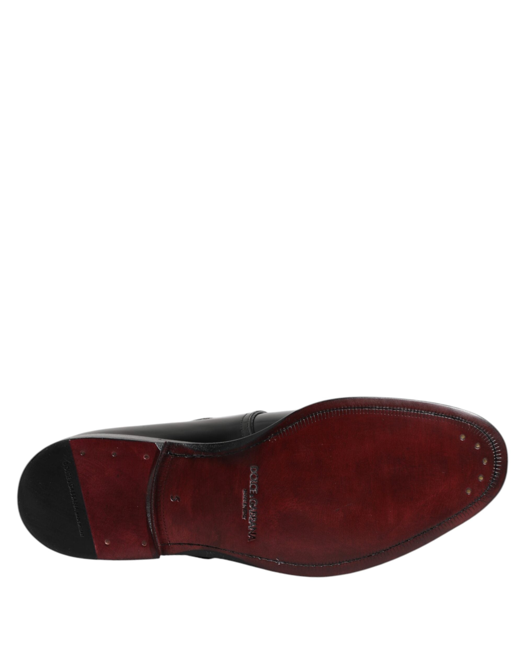 Dolce & Gabbana Black Leather Monk Strap Derby Formal Shoes