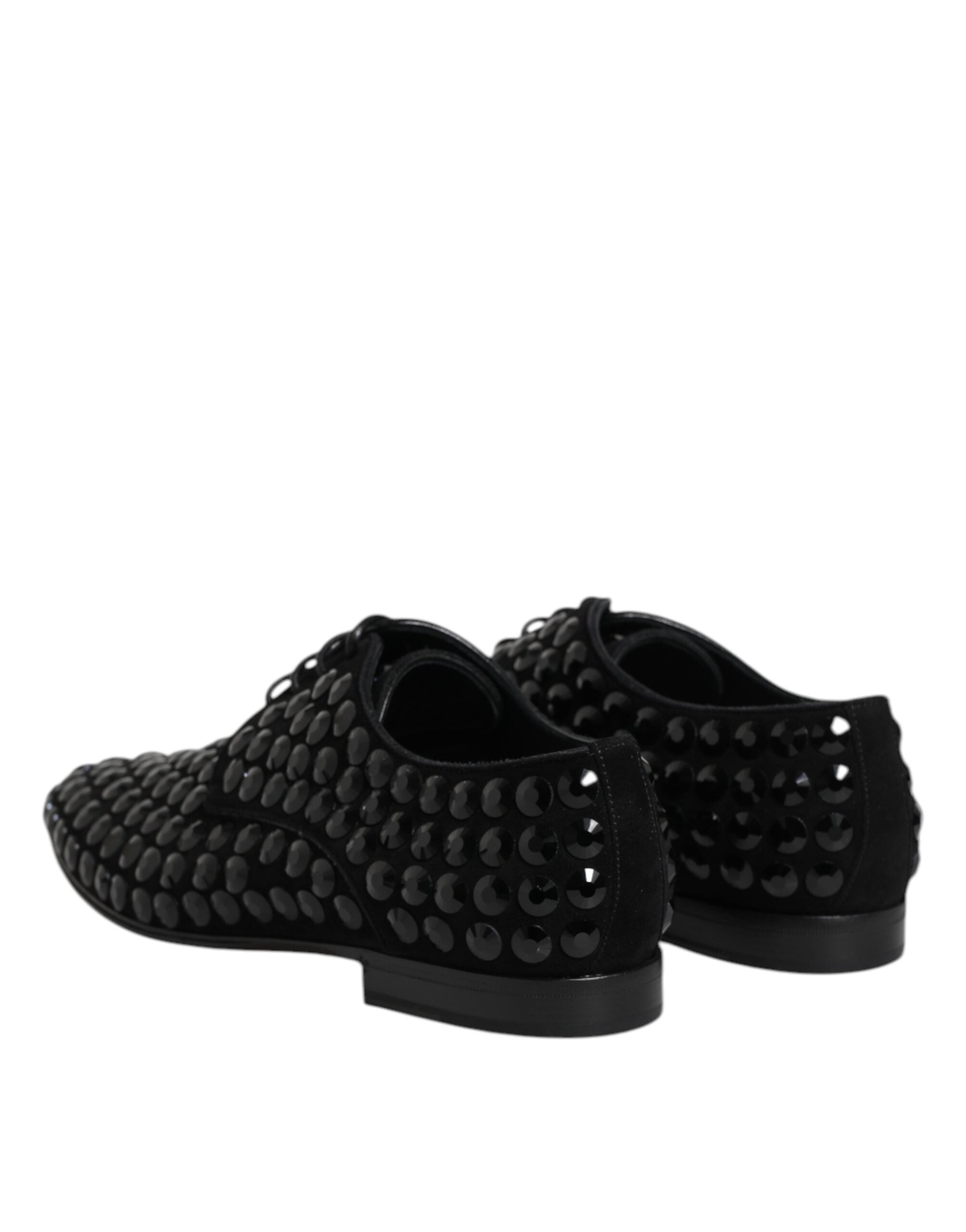 Dolce & Gabbana Black Suede Rhinestone Derby Formal Shoes