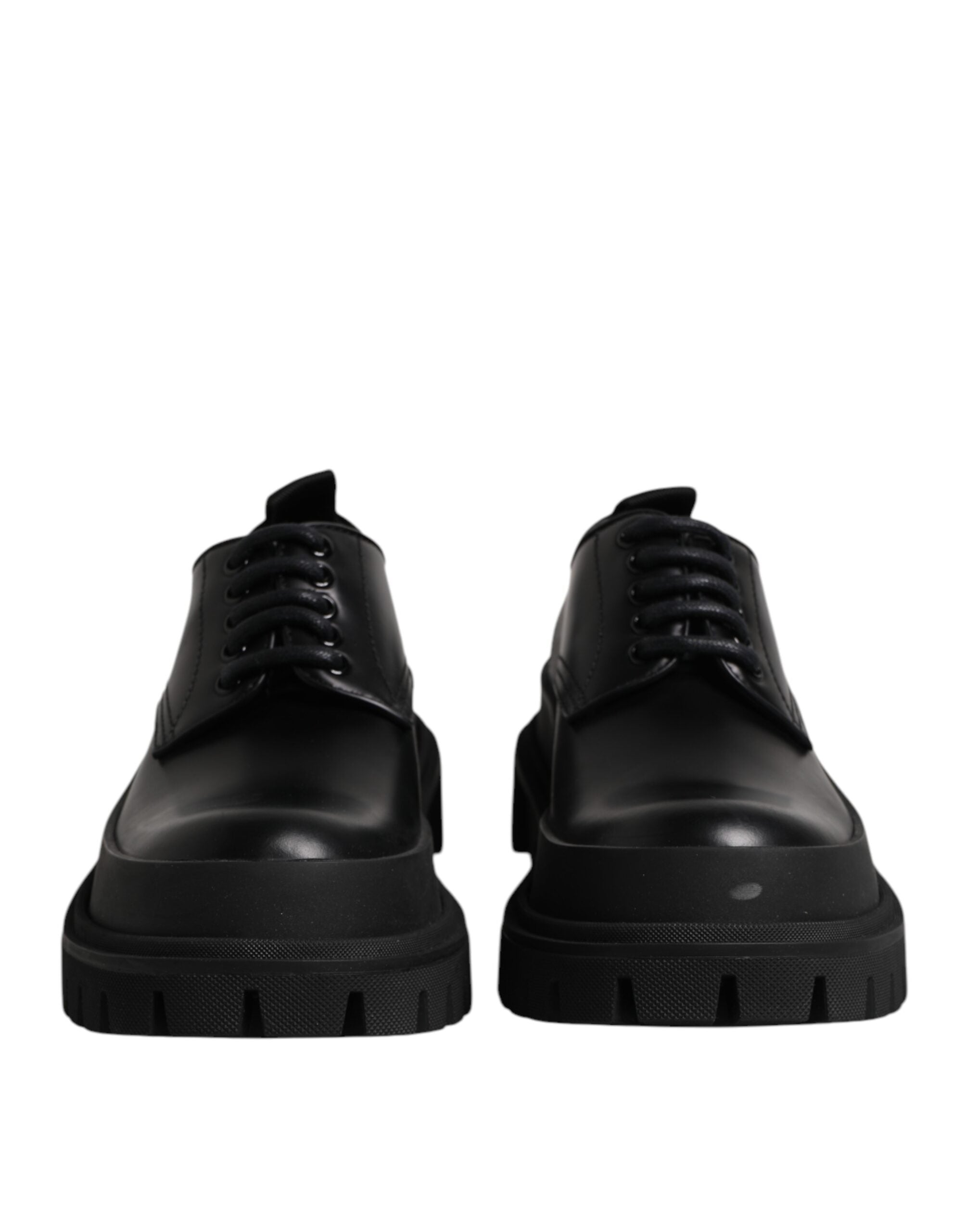 Dolce & Gabbana Black Leather Lace Up Derby Men's Dress Shoes