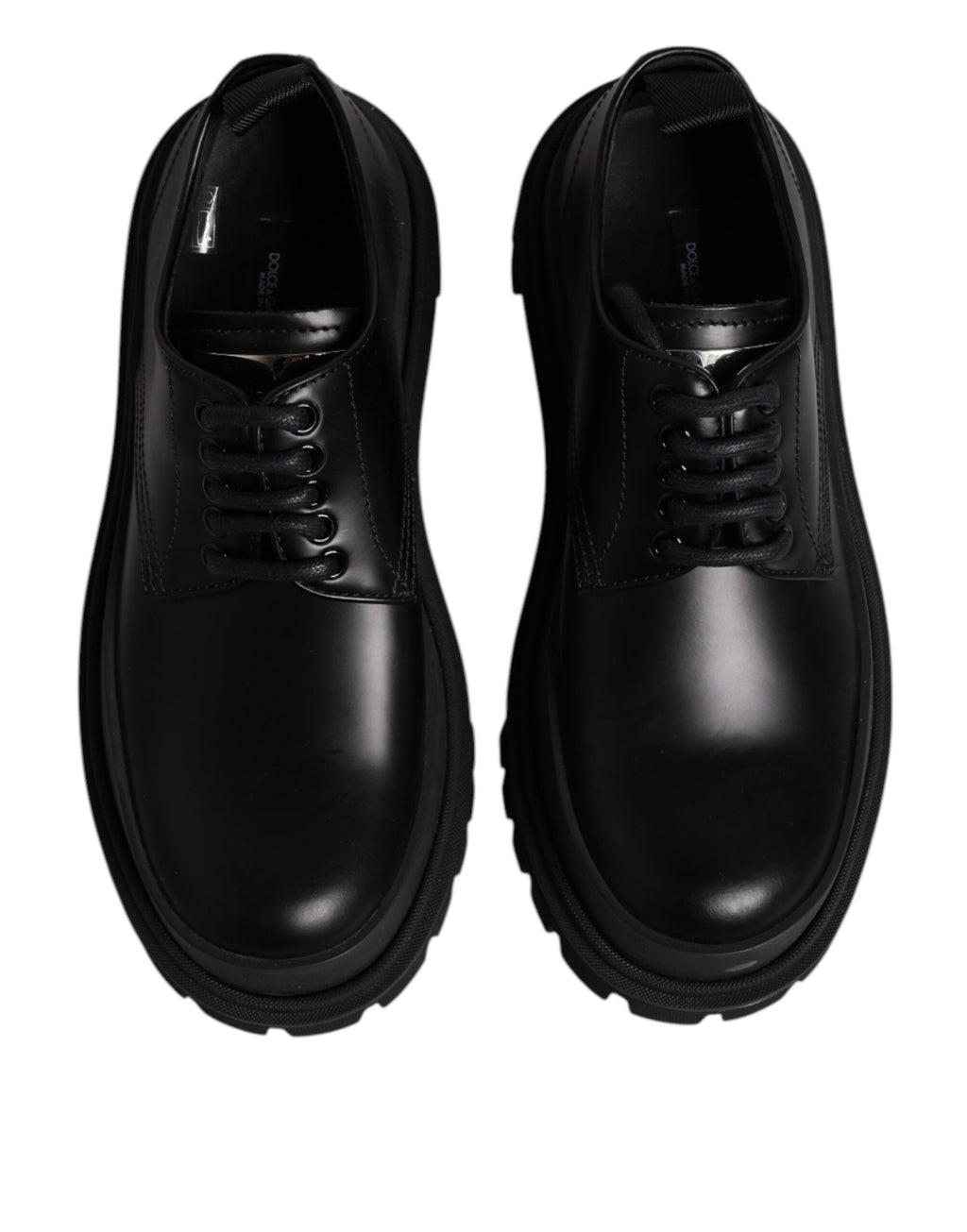 Dolce & Gabbana Black Leather Lace Up Derby Men's Dress Shoes