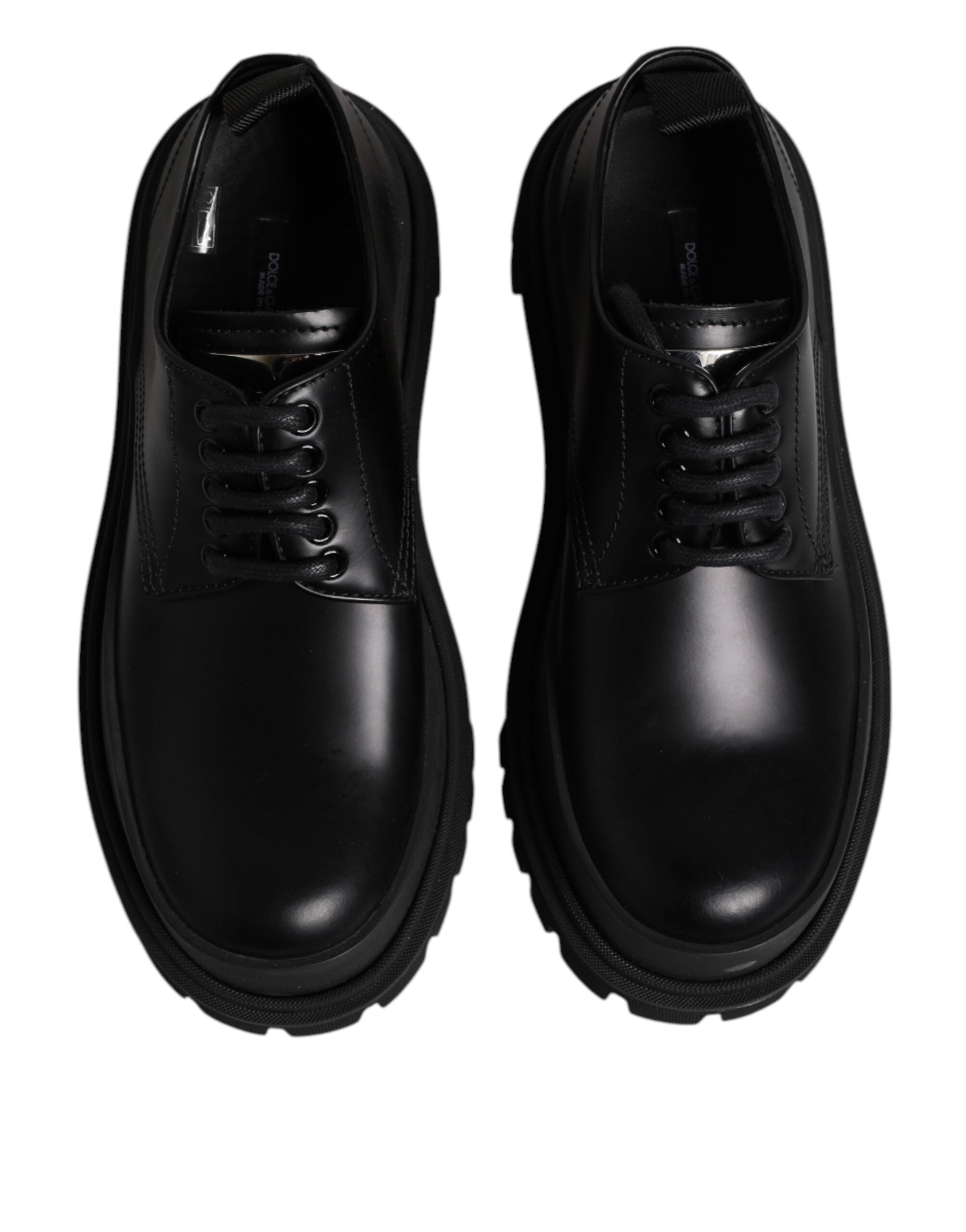 Dolce & Gabbana Black Leather Lace Up Derby Men's Dress Shoes