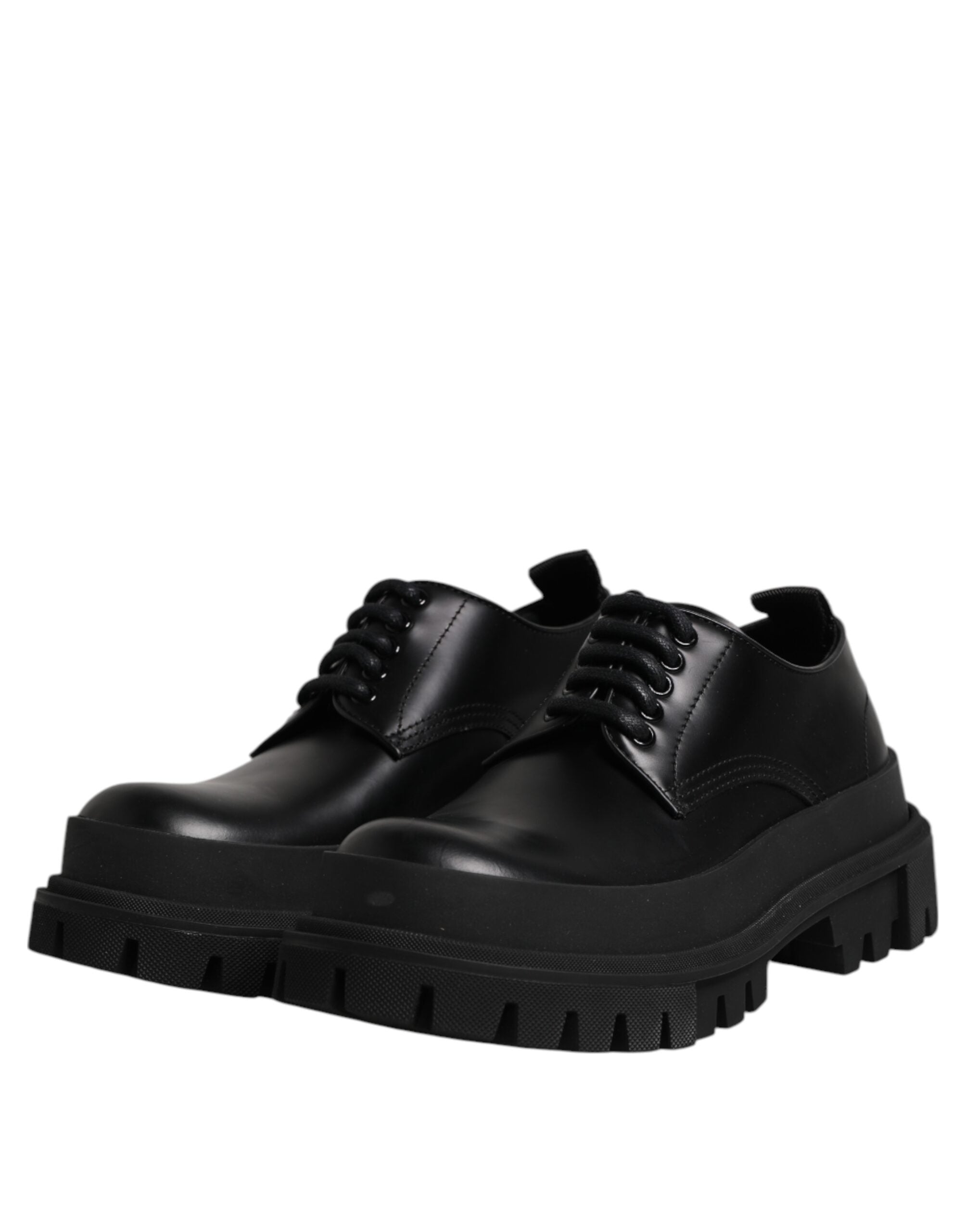 Dolce & Gabbana Black Leather Lace Up Derby Men's Dress Shoes