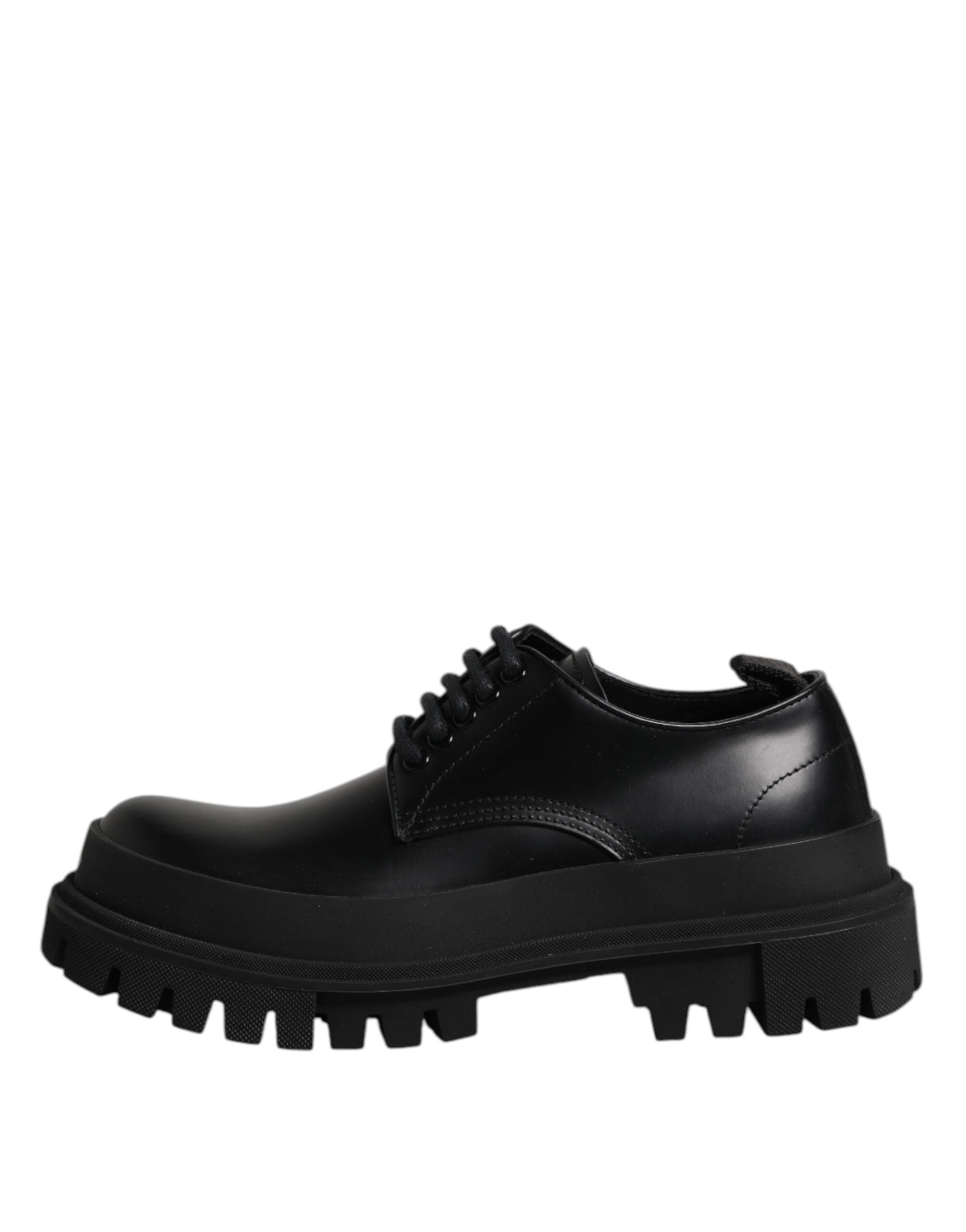 Dolce & Gabbana Black Leather Lace Up Derby Men's Dress Shoes