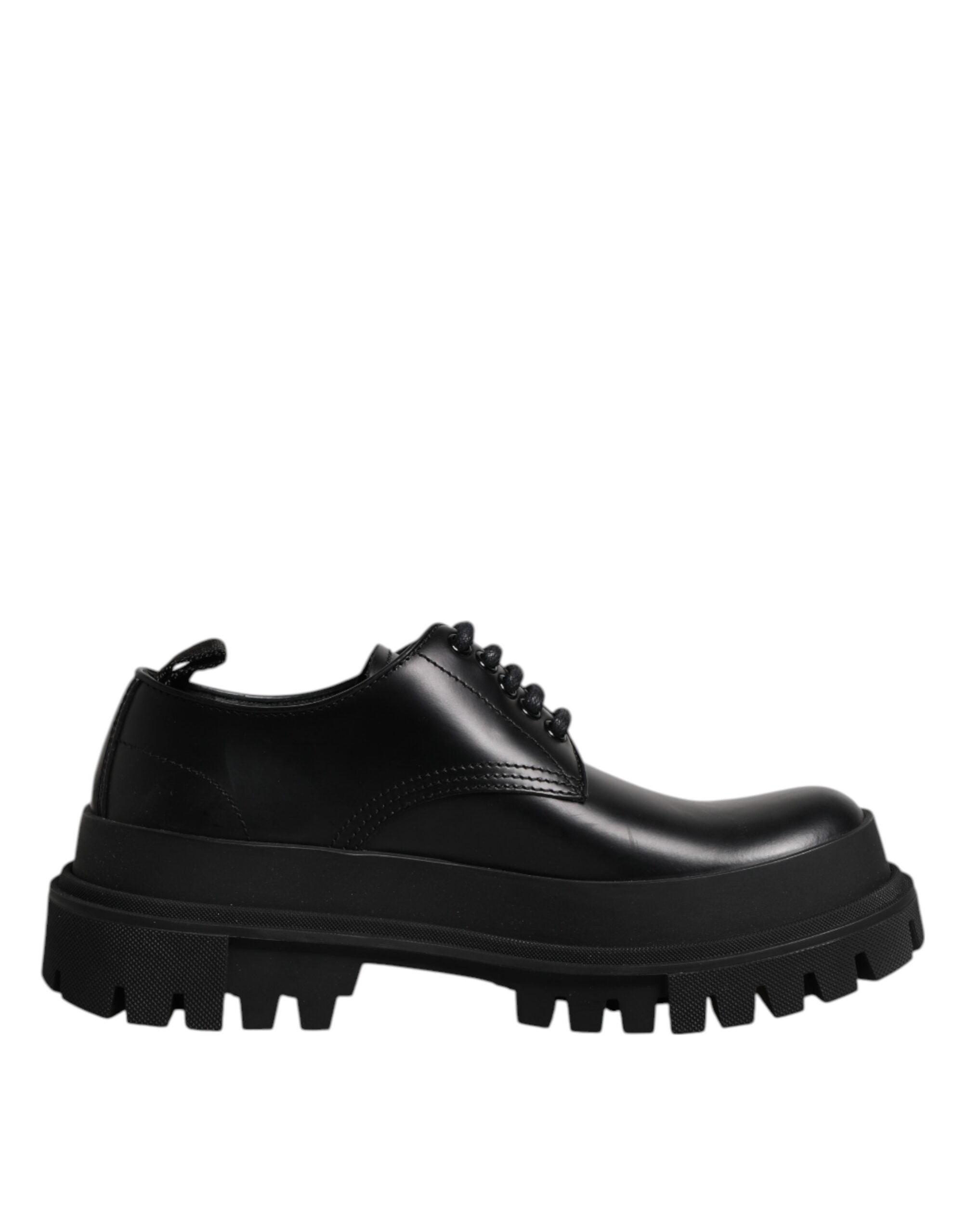 Dolce & Gabbana Black Leather Lace Up Derby Men's Dress Shoes