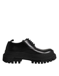 Dolce & Gabbana Black Leather Lace Up Derby Men's Dress Shoes