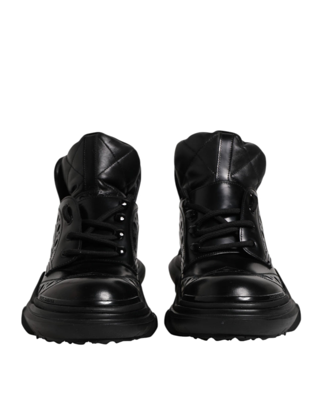 Dolce & Gabbana Schwarzes Leder Casual Herrenstiefel Schuhe