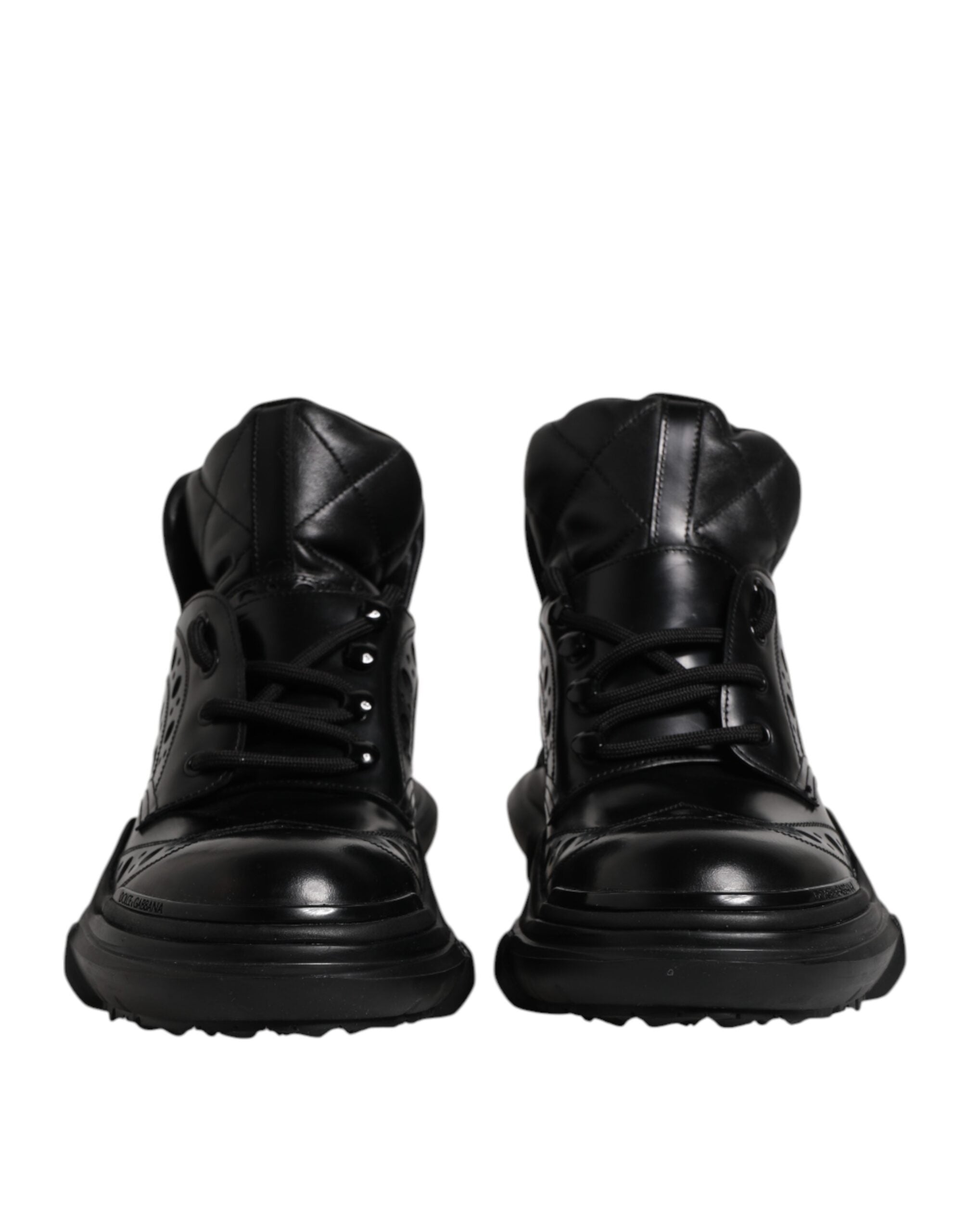 Dolce & Gabbana Schwarzes Leder Casual Herrenstiefel Schuhe